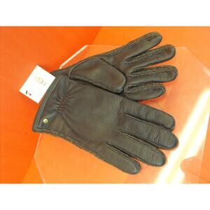 NWT UGG DEER LEATHER WOOL BUCKLE SIDEWALL CHOCOLATE WINTER GLOVES M